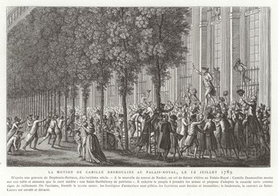 Camille Desmoulins llama a las armas fuera del Palais Royal, París, Revolución Francesa, 12 de julio de 1789 de Jean Duplessis Bertaux